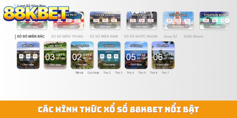 Các hình thức xổ số 88KBET nổi bật
