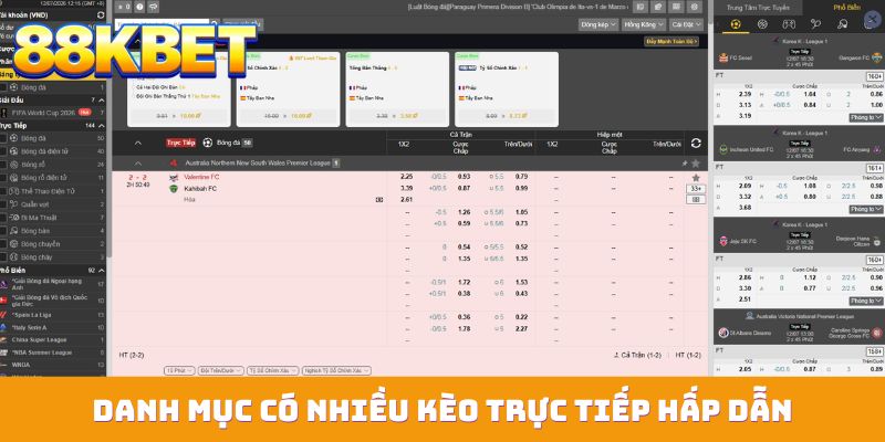 Danh mục có nhiều kèo trực tiếp hấp dẫn